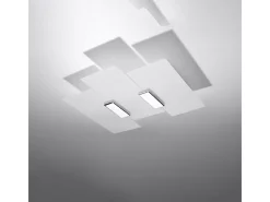 Sollux Lighting Lámparas de techo Fabulario moderno de acero/vidrio - 3 fuentes luminosas 3000K - L.40 x A.7 cm - cromo/blanco Gris Discount