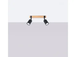 Sollux Lighting Lámpara Suspendida-Lámparas De Techo Fager Escandinavo De Acero/Madera Natural - 2 Fuentes Luminosas - L.38 X A.17,2 Cm - /Madera Natural Negro