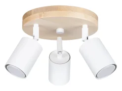Sollux Lighting Plafón-Lámparas de techo Flare escandinavo de acero/madera - 3 fuentes luminosas 3000K - L.33 x A.17 cm - madera blanca Blanco