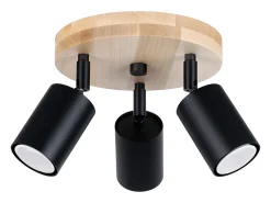 Sollux Lighting Lámparas de techo Flare escandinavo de acero/madera - 3 fuentes luminosas 4000K - L.33 x A.17 cm - madera negra Negro Outlet