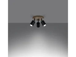 Sollux Lighting Lámparas de techo Flare escandinavo de acero/madera - 3 fuentes luminosas 4000K - L.33 x A.17 cm - madera negra Negro Outlet