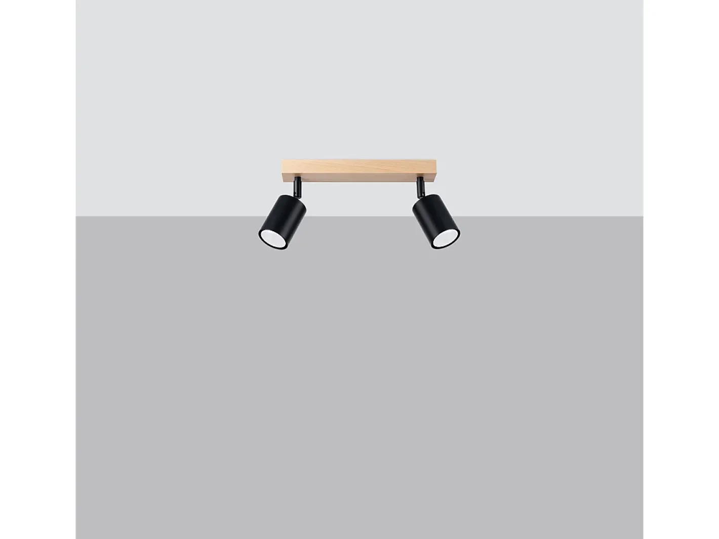 Sollux Lighting Lámparas de techo Flare moderno de acero/madera - 2 fuentes luminosas 3000K - L.46 x A.17,5 cm - madera negra Negro New
