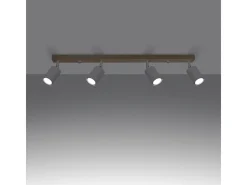 Discount Sollux Lighting Lámparas de techo Flare moderno de acero/madera - 4 fuentes luminosas 4000K - L.96 x A.17,5 cm - madera blanca Blanco