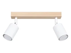 Discount Sollux Lighting Lámparas de techo Flare moderno de acero/madera - 2 fuentes luminosas 4000K - L.46 x A.17,5 cm - madera blanca Blanco