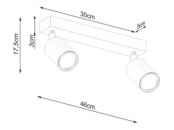 Discount Sollux Lighting Lámparas de techo Flare moderno de acero/madera - 2 fuentes luminosas 4000K - L.46 x A.17,5 cm - madera blanca Blanco