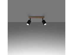 Sollux Lighting Plafón-Lámparas de techo Flare moderno de acero/madera - 2 fuentes luminosas 4000K - L.46 x A.17,5 cm - madera negra Negro