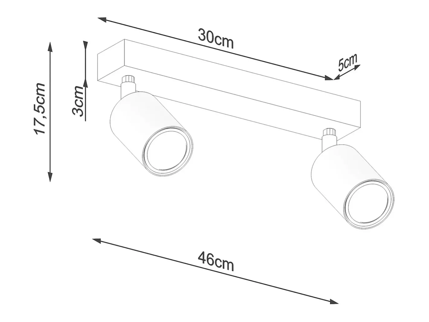 Sollux Lighting Plafón-Lámparas de techo Flare moderno de acero/madera - 2 fuentes luminosas 4000K - L.46 x A.17,5 cm - madera negra Negro