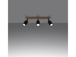 Sollux Lighting Lámparas de techo Flare moderno de acero/madera - 3 fuentes luminosas 4000K - L.61 x A.17,5 cm - madera negra Negro