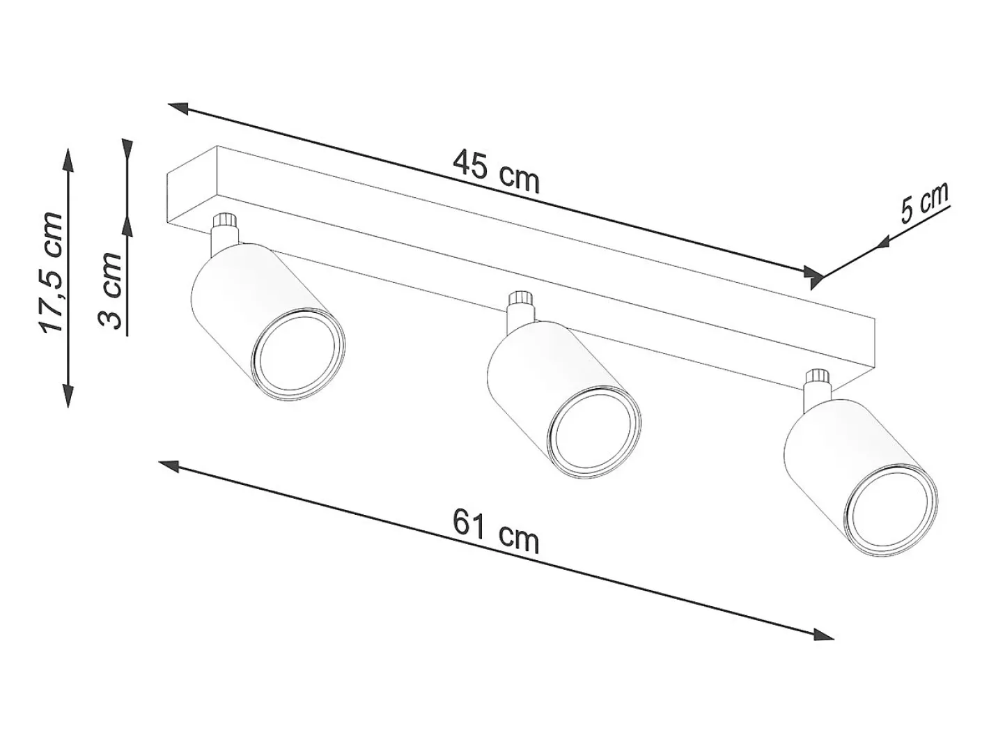 Sollux Lighting Lámparas de techo Flare moderno de acero/madera - 3 fuentes luminosas 4000K - L.61 x A.17,5 cm - madera negra Negro
