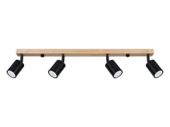 Online Sollux Lighting Lámparas de techo Flare moderno de acero/madera - 4 fuentes luminosas 4000K - L.96 x A.17,5 cm - madera negra Negro