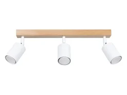 Sollux Lighting Plafón-Lámparas de techo Flare moderno de acero/madera - 3 fuentes luminosas 3000K - L.61 x A.17,5 cm - madera blanca Blanco