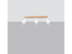 Sollux Lighting Plafón-Lámparas de techo Flare moderno de acero/madera - 3 fuentes luminosas 3000K - L.61 x A.17,5 cm - madera blanca Blanco