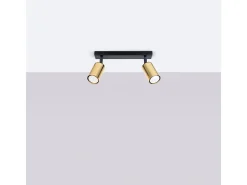 Sollux Lighting Plafón-Lámparas de techo Glois moderno de acero - 2 fuentes luminosas 3000K - L.30 x A.18,5 cm - oro Negro