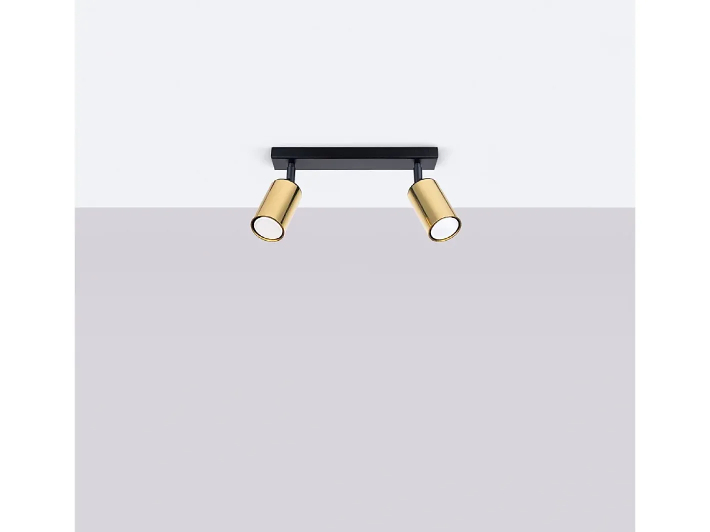Sollux Lighting Plafón-Lámparas de techo Glois moderno de acero - 2 fuentes luminosas 3000K - L.30 x A.18,5 cm - oro Negro