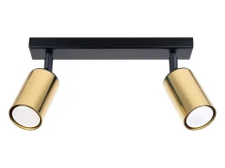 Sollux Lighting Plafón-Lámparas de techo Glois moderno de acero - 2 fuentes luminosas 3000K - L.30 x A.18,5 cm - oro Negro