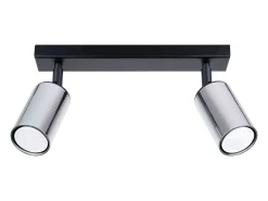 Sale Sollux Lighting Lámparas de techo Glois moderno de acero - 2 fuentes luminosas 4000K - L.30 x A.18,5 cm - /cromo Negro