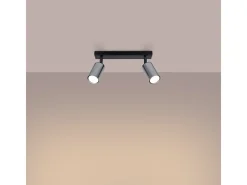 Sale Sollux Lighting Lámparas de techo Glois moderno de acero - 2 fuentes luminosas 4000K - L.30 x A.18,5 cm - /cromo Negro