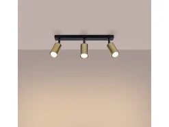 Sollux Lighting Plafón-Lámparas de techo Glois moderno de acero - 3 fuentes luminosas 4000K - L.45 x A.18,5 cm - oro Negro