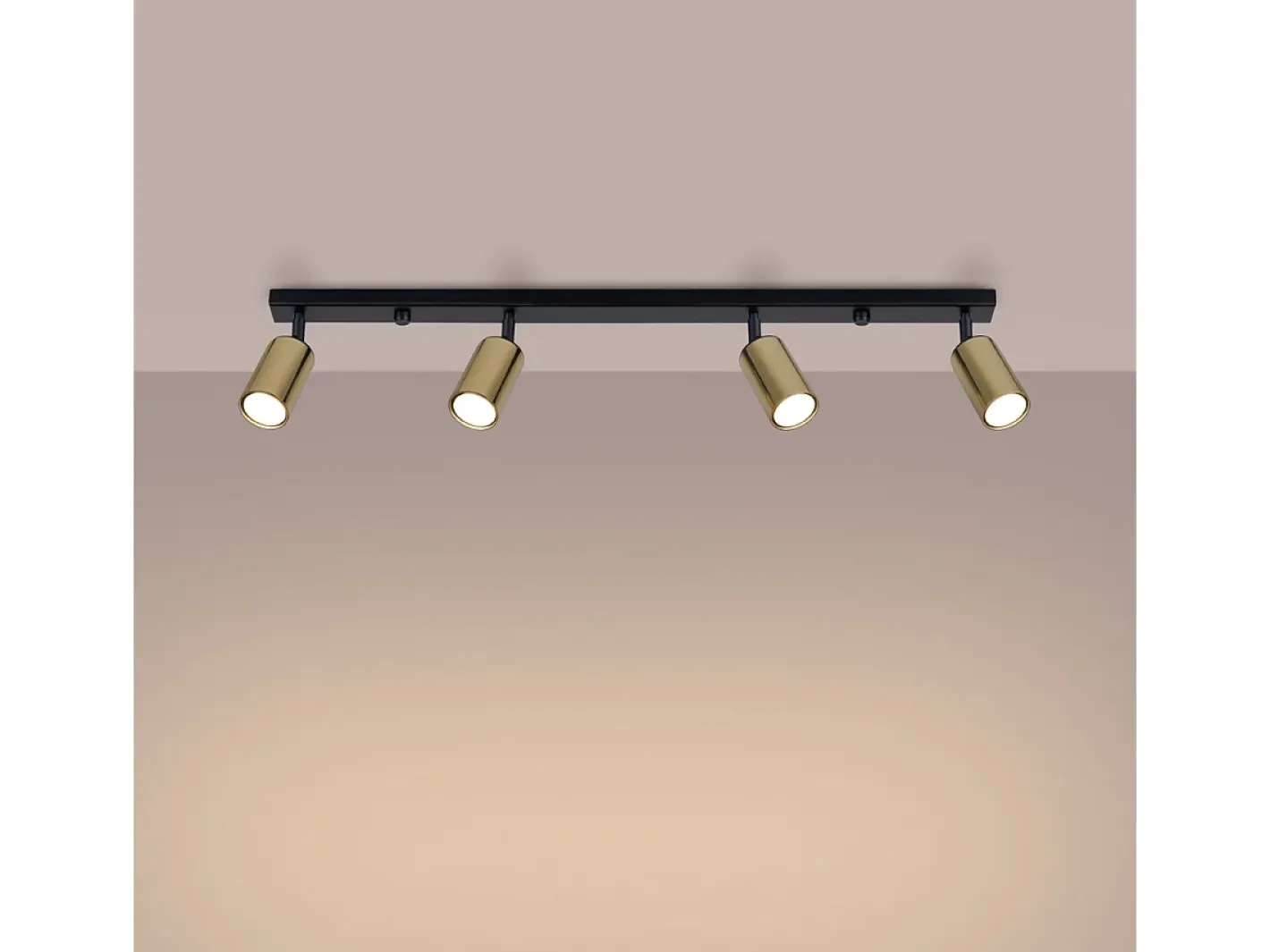 Hot Sollux Lighting Lámparas de techo Glois moderno de acero - 4 fuentes luminosas 4000K - L.82 x A.18,5 cm - oro Negro