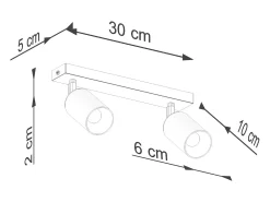 Clearance Sollux Lighting Lámparas de techo Glois moderno de acero - 2 fuentes luminosas 4000K - L.30 x A.18,5 cm - /cobre Negro