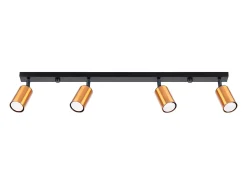 Sollux Lighting Plafón-Lámparas de techo Glois moderno de acero - 4 fuentes luminosas 3000K - L.82 x A.18,5 cm - /cobre Negro