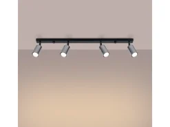 New Sollux Lighting Lámparas de techo Glois moderno de acero - 4 fuentes luminosas 4000K - L.82 x A.18,5 cm - /cromo Negro