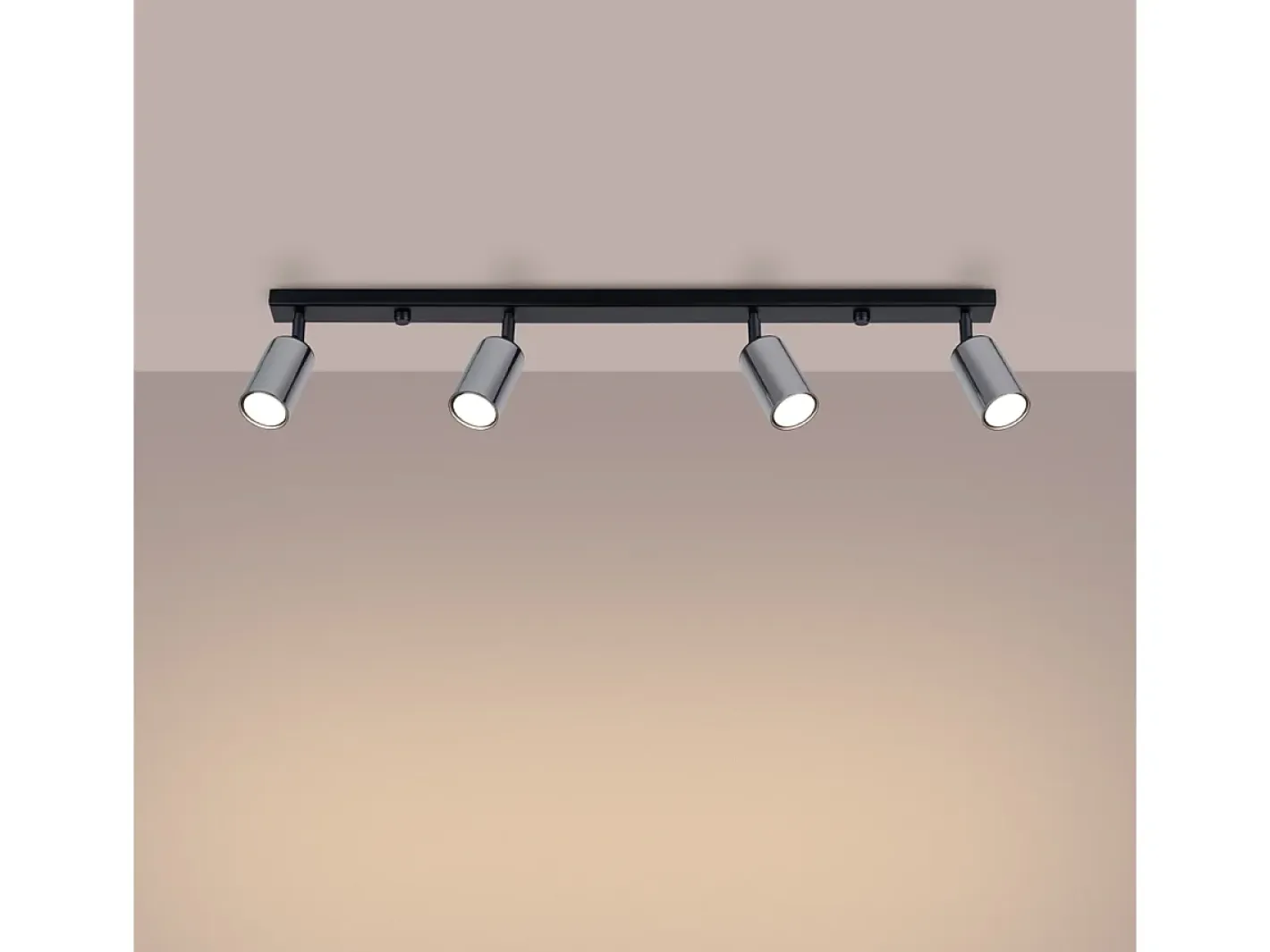 New Sollux Lighting Lámparas de techo Glois moderno de acero - 4 fuentes luminosas 4000K - L.82 x A.18,5 cm - /cromo Negro