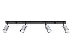 New Sollux Lighting Lámparas de techo Glois moderno de acero - 4 fuentes luminosas 4000K - L.82 x A.18,5 cm - /cromo Negro