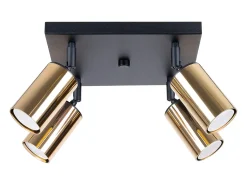Sale Sollux Lighting Lámparas de techo Glois moderno de acero - 4 fuentes luminosas 3000K - L.25 x A.19 cm - oro Negro