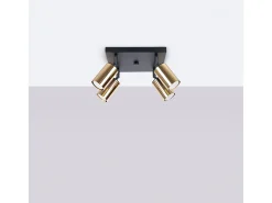 Sale Sollux Lighting Lámparas de techo Glois moderno de acero - 4 fuentes luminosas 3000K - L.25 x A.19 cm - oro Negro