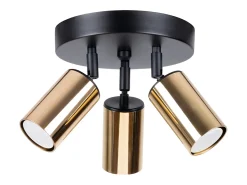 Sollux Lighting Lámparas de techo Glois moderno de acero - 3 fuentes luminosas 4000K - L.19,5 x A.20 cm - oro Negro