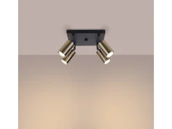 Sollux Lighting Lámparas de techo Glois moderno de acero - 4 fuentes luminosas 4000K - L.25 x A.19 cm - oro Negro Best