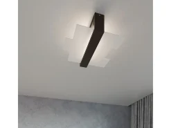 Sollux Lighting Plafón-Lámparas de techo Ignis escandinavo de madera/vidrio - 2 fuentes luminosas 3000K - L.43 x A.12 cm - wengué Beige
