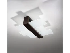 Sollux Lighting Plafón-Lámparas de techo Ignis escandinavo de madera/vidrio - 2 fuentes luminosas 3000K - L.43 x A.12 cm - wengué Beige