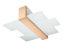 Sollux Lighting Lámparas de techo Ignis escandinavo de madera/vidrio - 2 fuentes luminosas 4000K - L.43 x A.12 cm - madera natural Color natural claro