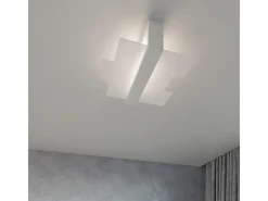 Sollux Lighting Plafón-Lámparas de techo Ignis escandinavo de madera/vidrio - 2 fuentes luminosas 4000K - L.43 x A.12 cm - Blanco