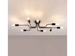 Sollux Lighting Plafón-Lámparas de techo Infinix industrial de acero - 8 fuentes luminosas 4000K - L.103 x A.15,5 cm - Negro