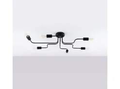 Sollux Lighting Lámparas de techo Infinix industrial de acero - 6 fuentes luminosas 3000K - L.80 x A.15,5 cm - Negro Outlet