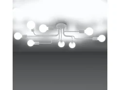 Sollux Lighting Lámparas de techo Infinix industrial de acero - 8 fuentes luminosas 4000K - L.103 x A.15,5 cm - Blanco Hot