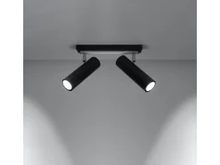 Discount Sollux Lighting Lámparas de techo Invicta moderno de acero - 2 fuentes luminosas 4000K - L.30 x A.20 cm - Negro