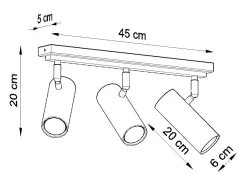 Sollux Lighting Lámparas de techo Invicta moderno de acero - 3 fuentes luminosas 3000K - L.45 x A.20 cm - Blanco Hot