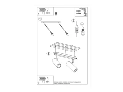 Sollux Lighting Plafón-Lámparas de techo Invicta moderno de acero - 2 fuentes luminosas 3000K - L.30 x A.20 cm - Negro