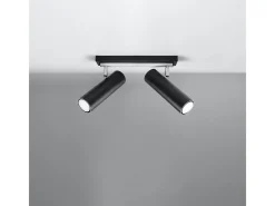 Sollux Lighting Plafón-Lámparas de techo Invicta moderno de acero - 2 fuentes luminosas 3000K - L.30 x A.20 cm - Negro