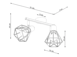 Sollux Lighting Plafón-Lámparas de techo Lunova moderno de acero - 2 fuentes luminosas 3000K - L.31 x A.19 cm - Blanco