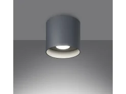 Sollux Lighting Plafón-Lámparas De Techo Mika Minimalista De Aluminio - 1 Fuentes Luminosas - L.12 X A.11 Cm - Gris