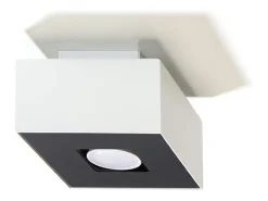 Sollux Lighting Plafón-Lámparas De Techo Mono Minimalista De Acero - 1 Fuentes Luminosas - L.14 X A.11 Cm - Negro Blanco