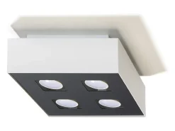 Sollux Lighting Lámparas De Techo Mono Minimalista De Acero - 4 Fuentes Luminosas - L.24 X A.11 Cm - Negro Blanco