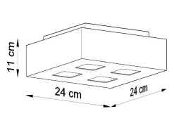Sollux Lighting Lámparas De Techo Mono Minimalista De Acero - 4 Fuentes Luminosas - L.24 X A.11 Cm - Negro Blanco