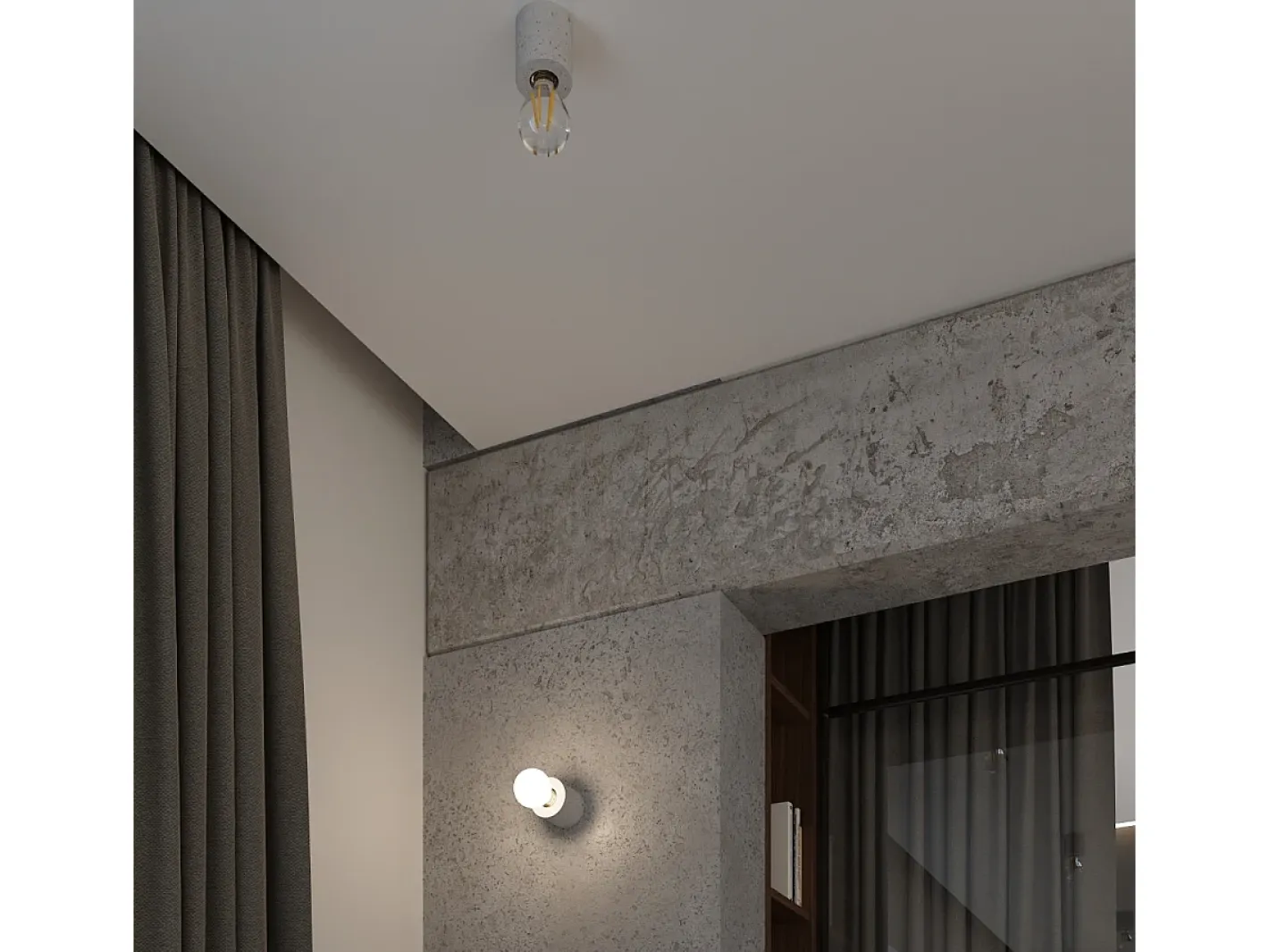 Hot Sollux Lighting Lámparas de techo Nalvado industrial de concreto - 1 fuentes luminosas 3000K - L.10 x A.10 cm - Gris