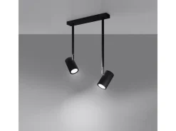 Sollux Lighting Lámparas de techo Novatel moderno de acero - 2 fuentes luminosas 4000K - L.30 x A.43 cm - Negro Best